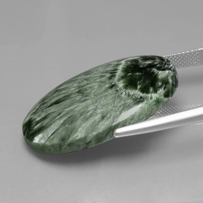 Séraphinite vert naturelle coupe ovale, 28,17 ct, opaque