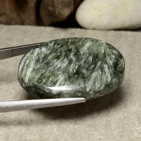 Séraphinite Vert naturelle Coupe ovale, 50.25 ct, Opaque