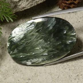 Séraphinite vert naturelle coupe ovale, 33,43 ct, opaque