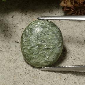 Séraphinite vert naturelle coupe ovale, 5,77 ct, opaque