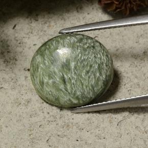 Séraphinite vert naturelle coupe ovale, 5,77 ct, opaque