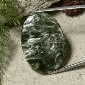 Séraphinite Vert terreux naturelle Coupe ovale, 35.44 ct, Opaque