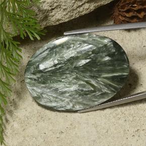 Séraphinite vert naturelle coupe ovale, 29,53 ct, opaque