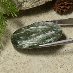 Séraphinite vert naturelle coupe ovale, 29,53 ct, opaque
