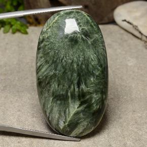 Séraphinite vert naturelle coupe ovale, 56,57 ct, opaque