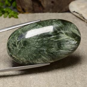 Séraphinite vert naturelle coupe ovale, 56,57 ct, opaque