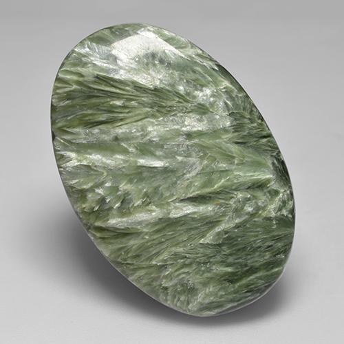 Séraphinite vert naturelle coupe ovale, 32,94 ct, opaque