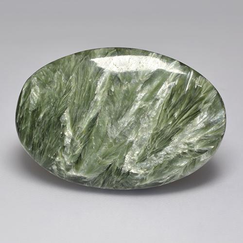 Séraphinite vert naturelle coupe ovale, 32,94 ct, opaque