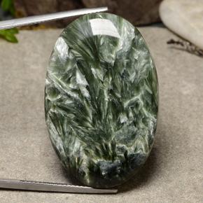 Séraphinite vert naturelle coupe ovale, 39,09 ct, opaque