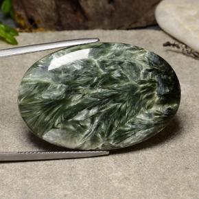 Séraphinite vert naturelle coupe ovale, 39,09 ct, opaque