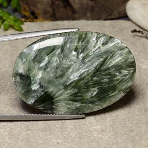 Séraphinite vert naturelle coupe ovale, 38,12 ct, opaque