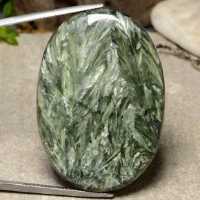 Séraphinite vert naturelle coupe ovale, 51,64 ct, opaque