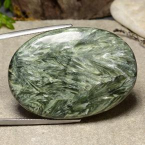 Séraphinite vert naturelle coupe ovale, 51,64 ct, opaque