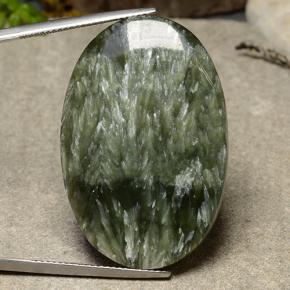 Séraphinite vert naturelle coupe ovale, 39,98 ct, opaque