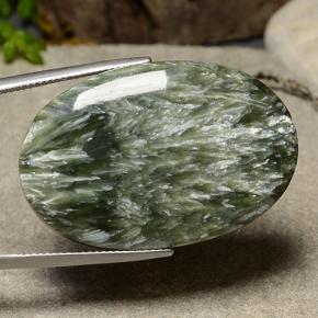 Séraphinite vert naturelle coupe ovale, 39,98 ct, opaque