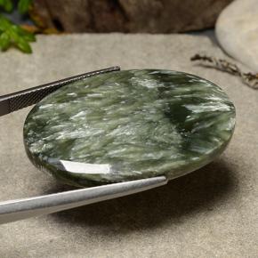 Séraphinite vert naturelle coupe ovale, 39,98 ct, opaque