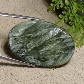 Séraphinite vert naturelle coupe ovale, 42,15 ct, opaque