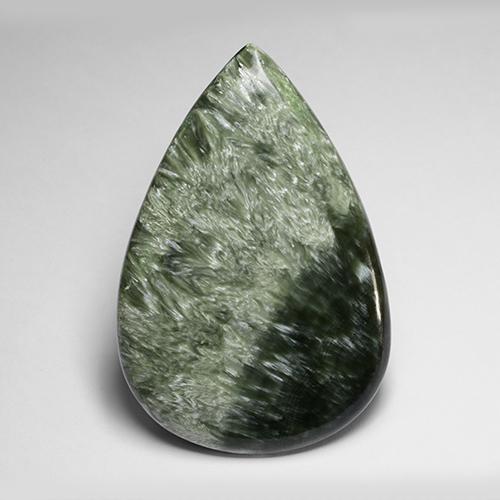 Séraphinite Vert militaire naturelle En forme de poire, 77.14 ct, Opaque