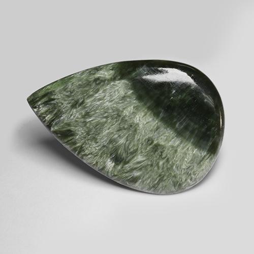 Séraphinite Vert militaire naturelle En forme de poire, 77.14 ct, Opaque