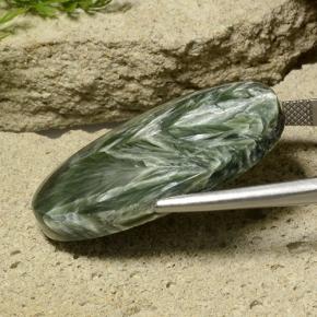 Séraphinite vert naturelle coupe ovale, 32,78 ct, opaque