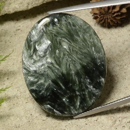 Séraphinite Multicolore naturelle Coupe ovale, 37.98 ct, Opaque