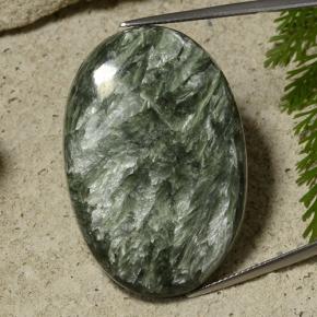 Séraphinite vert naturelle coupe ovale, 55,28 ct, opaque