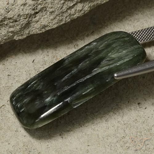 Séraphinite Multicolore naturelle Coupe coussin, 32.63 ct, Opaque