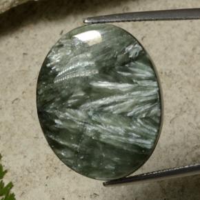 Séraphinite vert naturelle coupe ovale, 21,55 ct, opaque