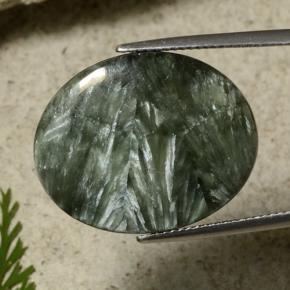 Séraphinite vert naturelle coupe ovale, 21,55 ct, opaque