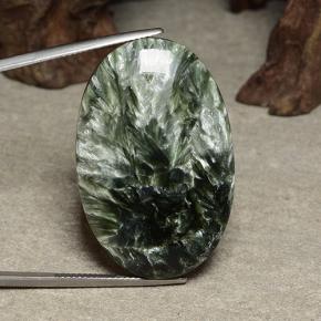 Séraphinite vert naturelle coupe ovale, 46,22 ct, opaque