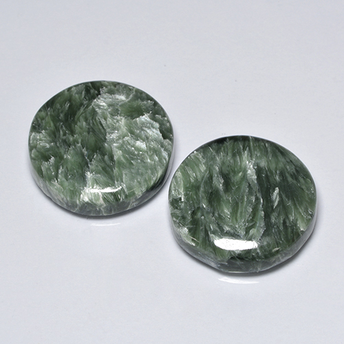 Achetez naturel 16.73ct Vert moyen Séraphinite gems, Coupe roude, En provenance Russie chez GemSelect. En stock, livraison internationale!