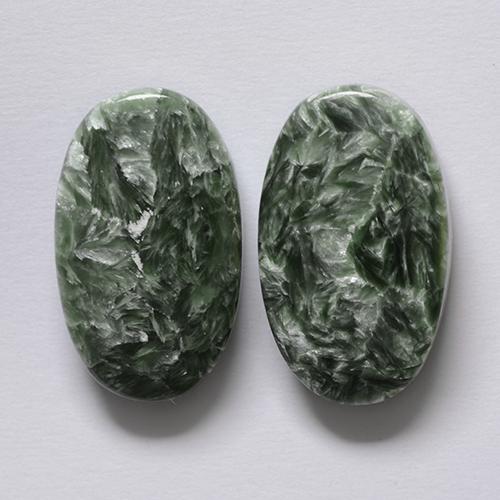 Achetez naturel 16.18ct Vert Séraphinite gems, Coupe ovale, En provenance Russie chez GemSelect. En stock, livraison internationale!