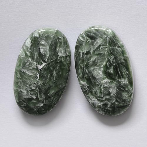 Achetez naturel 16.18ct Vert Séraphinite gems, Coupe ovale, En provenance Russie chez GemSelect. En stock, livraison internationale!