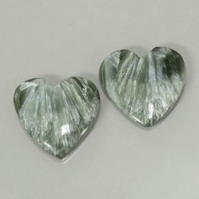 Achetez naturel 8,39ct vert séraphinite gems, forme de coeur, en provenance russie chez gemselect. en stock, livraison internationale!