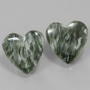 Achetez naturel 14,61ct vert séraphinite gems, forme de coeur, en provenance russie chez gemselect. en stock, livraison internationale!