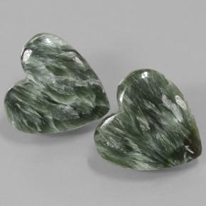 Achetez naturel 14,61ct vert séraphinite gems, forme de coeur, en provenance russie chez gemselect. en stock, livraison internationale!