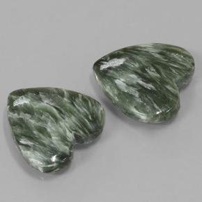 Achetez naturel 14,61ct vert séraphinite gems, forme de coeur, en provenance russie chez gemselect. en stock, livraison internationale!