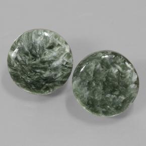 Achetez naturel 11.18ct Vert Séraphinite gems, Coupe roude, En provenance Russie chez GemSelect. En stock, livraison internationale!