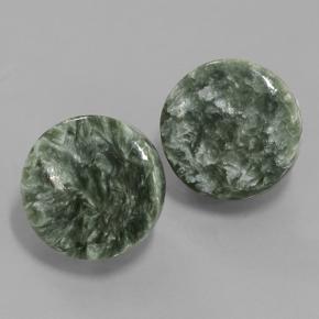 Achetez naturel 11.18ct Vert Séraphinite gems, Coupe roude, En provenance Russie chez GemSelect. En stock, livraison internationale!