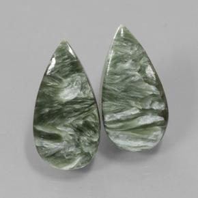 Achetez naturel 11,29ct vert séraphinite gems, en forme de poire, en provenance russie chez gemselect. en stock, livraison internationale!