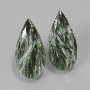 Achetez naturel 21,34ct vert séraphinite gems, en forme de poire, en provenance russie chez gemselect. en stock, livraison internationale!