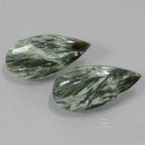 Achetez naturel 21,34ct vert séraphinite gems, en forme de poire, en provenance russie chez gemselect. en stock, livraison internationale!