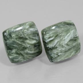 Achetez naturel 24.45ct Vert moyen Séraphinite gems, Coupe coussin, En provenance Russie chez GemSelect. En stock, livraison internationale!