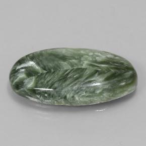 Séraphinite vert naturelle coupe ovale, 8,81 ct, opaque