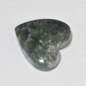 Séraphinite Vert terreux naturelle Forme de coeur, 8.94 ct, Opaque