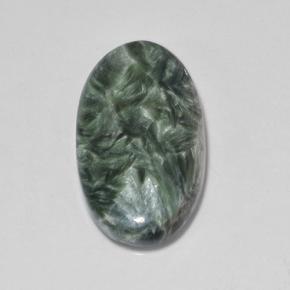 Séraphinite vert naturelle coupe ovale, 7,09 ct, opaque