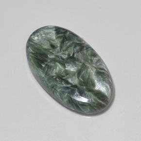 Séraphinite vert naturelle coupe ovale, 7,09 ct, opaque