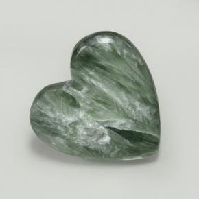 Séraphinite vert naturelle forme de coeur, 7,59 ct, opaque