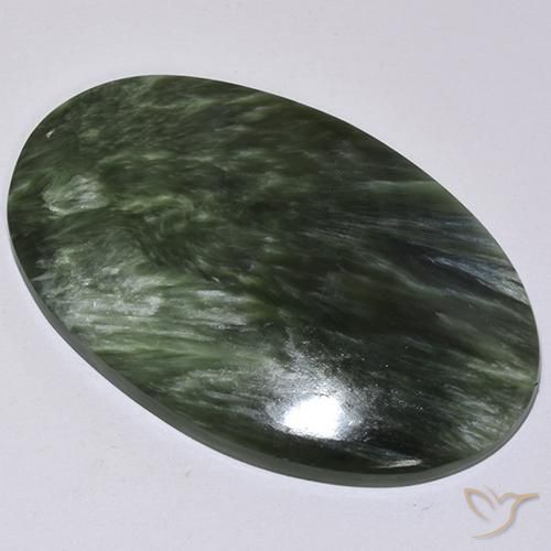 Séraphinite Vert naturelle ovale, 36.14 ct, Opaque