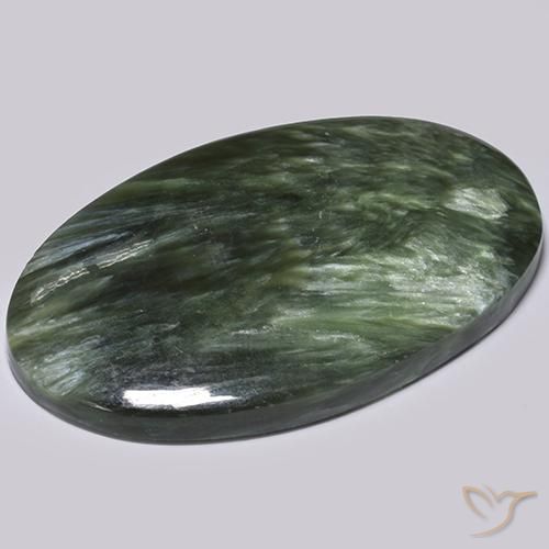 Séraphinite Vert naturelle ovale, 36.14 ct, Opaque